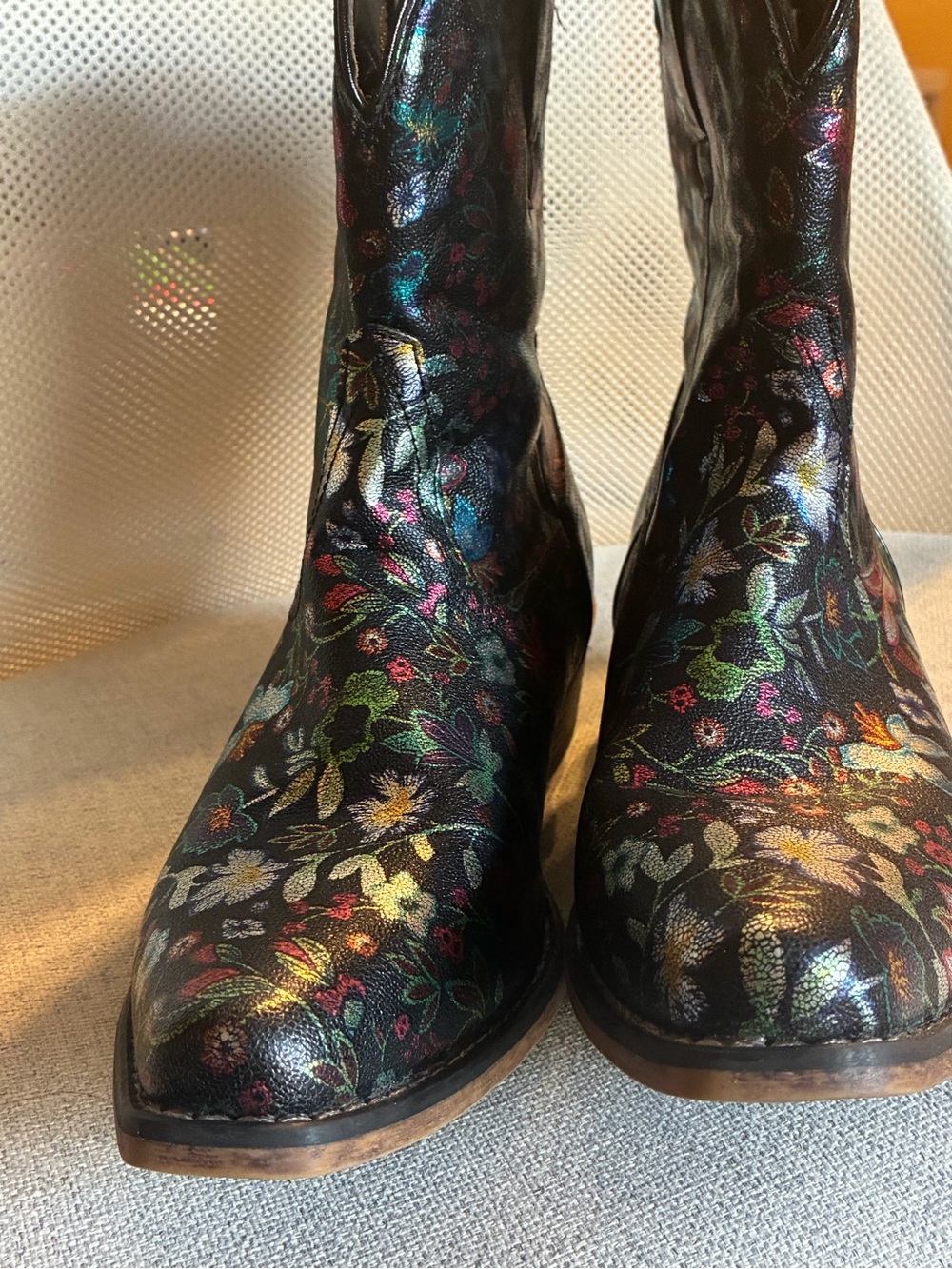 Roper Boot Women 10.5Ingrid Floral Western Booties Multicolor Faux Leather Heels - Picture 5 of 12